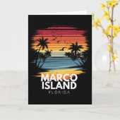 Marco Island Beach Florida Surfboard Surfing Vinta カード (黄色い花)