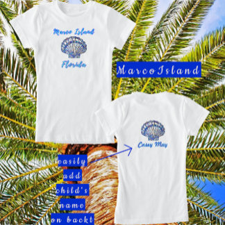 Marco Island Florida Pretty Mosaic Seashell Name Tシャツ