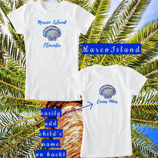 Marco Island Florida Pretty Mosaic Seashell Name Tシャツ