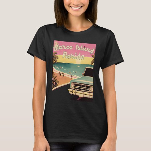 Marco Island Retro Beach Vacation Souvenir Marco I Tシャツ (正面)