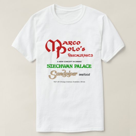 Marco Polo's Restaures, Evanston, IL Tシャツ (デザイン正面)