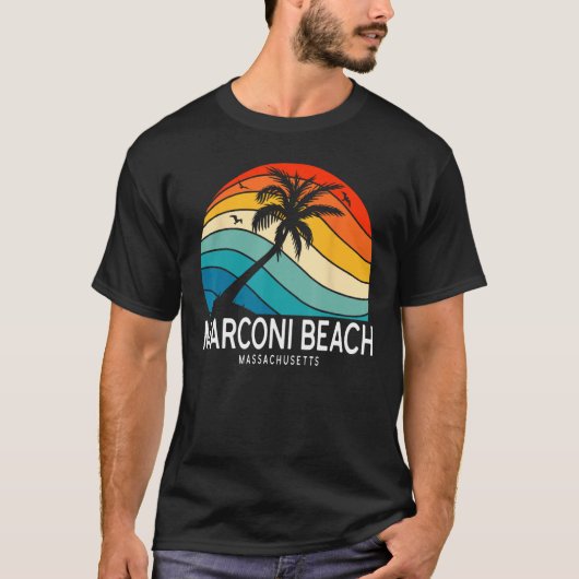Marconi Beach Massachusetts Beach Palm Tree Souven Tシャツ (正面)