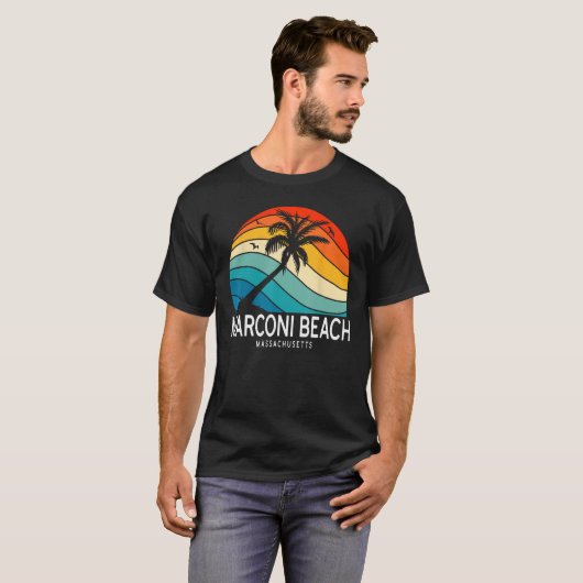 Marconi Beach Massachusetts Beach Palm Tree Souven Tシャツ (正面フル)