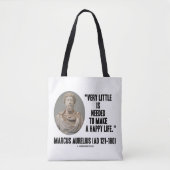 Marcus Aureliusほとんど必要なく幸せな生活を作る トートバッグ (正面)