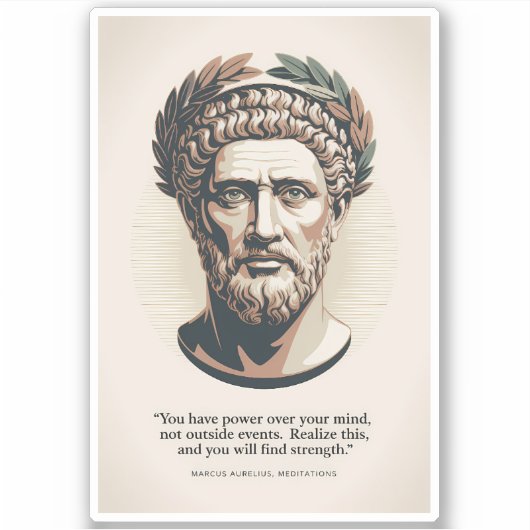 Marcus Aurelius Meditations Quote Illustration Art シール (正面)