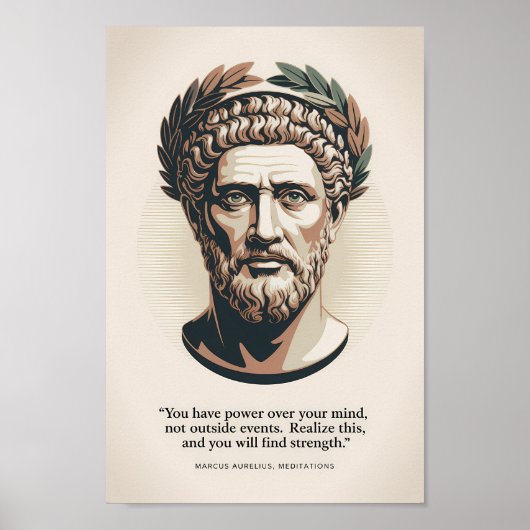 Marcus Aurelius Meditations Quote Illustration Art ポスター (正面)