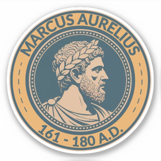 Marcus Aurelius Roman Emperor Illustration Badge シール (正面)