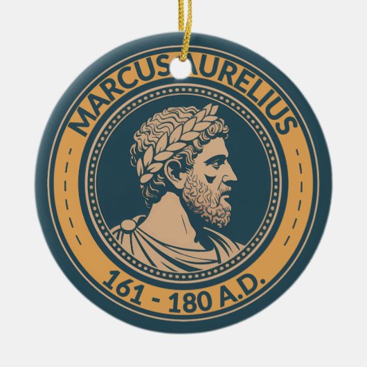 Marcus Aurelius Roman Emperor Illustration Badge セラミックオーナメント (正面)