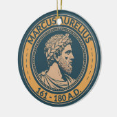 Marcus Aurelius Roman Emperor Illustration Badge セラミックオーナメント (左)