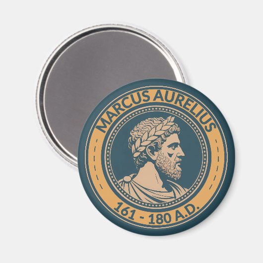 Marcus Aurelius Roman Emperor Illustration Badge マグネット (正面/裏面)