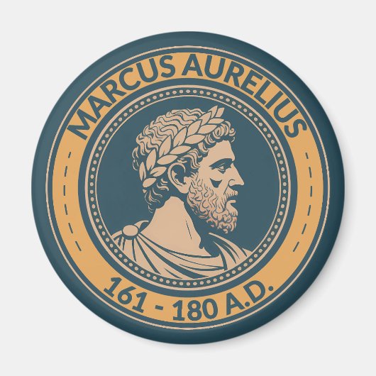 Marcus Aurelius Roman Emperor Illustration Badge マグネット (正面)