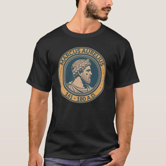 Marcus Aurelius Roman Emperor Illustration Badge Tシャツ (正面)