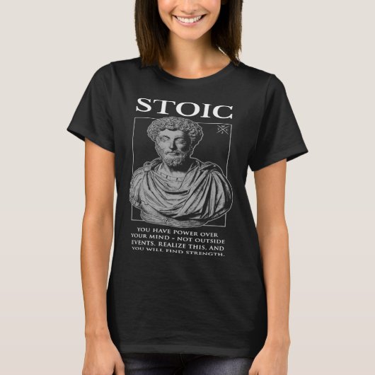 Marcus Aurelius u201CFind Strengthu201DストイシズムQ Tシャツ (正面)
