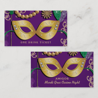 Mard Gras Masquerade Party Drink Ticket 名刺