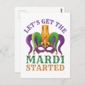 Mardiを起動Mardi Grasパーティー ポストカード (正面/裏面)