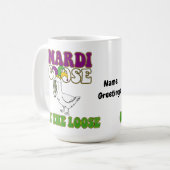 Mardi Goose On The Loose Funny Fat Tuesday Design コーヒーマグカップ (正面左)