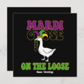 Mardi Goose On The Loose Funny Fat Tuesday Design 招待状 (正面/裏面)