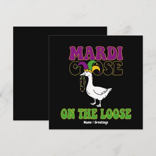 Mardi Goose On The Loose Funny Fat Tuesday Design 招待状 (正面/裏面)
