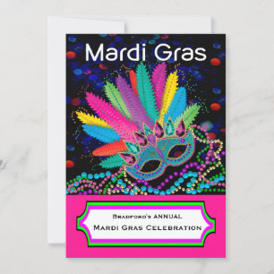 MARDI GRASお祝い,マスク,ビーズ,カラフル 招待状