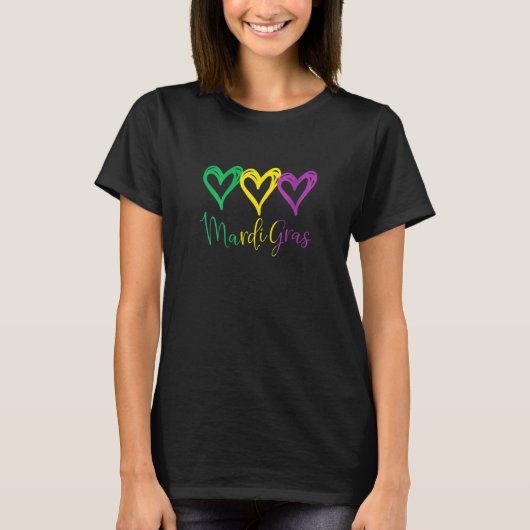 Mardi Grasのための3ハートI愛Mardi Gras 1 Tシャツ (正面)