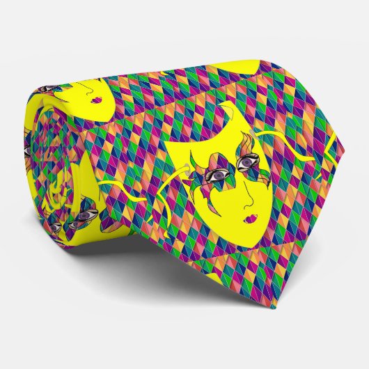 Mardi Grasカーニバルマスク数々のカラー背景 ネクタイ (ロール)