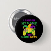 Mardi GrasコントローラのVideo Gamのゲームを一時停止 缶バッジ (正面&裏面)