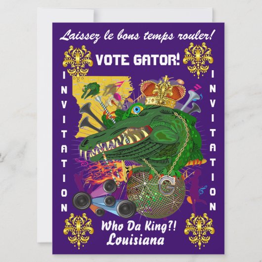 Mardi Grasパーティーの大き最高のいビューメモを表示 招待状 (正面)