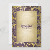 Mardi Grasパーティーパープルフェイク金ゴールドマスクの戻り情報 招待状 (裏面)