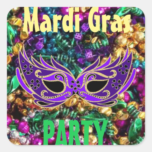 Mardi Grasパーティー20セットラベルステッカーMardigras スクエアシール (正面)