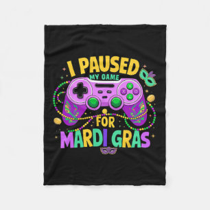 Mardi Grasビデオゲーマーメンズボーのゲームを一時停止 フリースブランケット