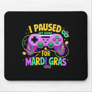 Mardi Grasビデオゲーマーメンズボーのゲームを一時停止 マウスパッド