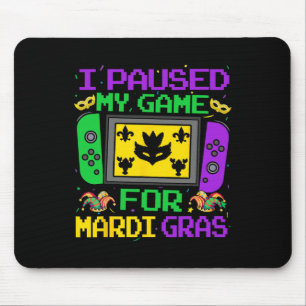 Mardi Grasビデオゲーマーメンズボーのゲームを一時停止 マウスパッド