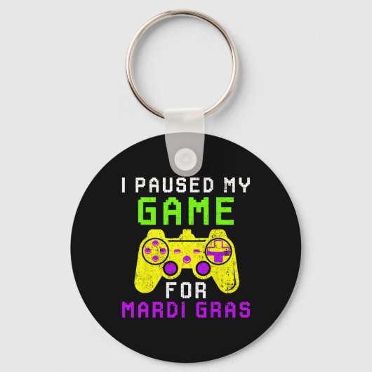Mardi Grasビデオゲームコントロールのゲームを一時停止 キーホルダー (正面)