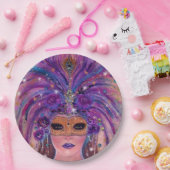 Mardi Grasファンタジーの女性のマスクby Renee Lavoie ペーパープレート (パーティー)