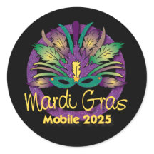 Mardi Grasマスクステッカー–2025 – モバイル， AL
