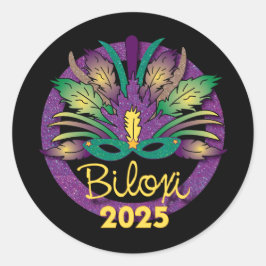 Mardi Grasマスクステッカー – 2025 - Biloxi, MS. ラウンドシール