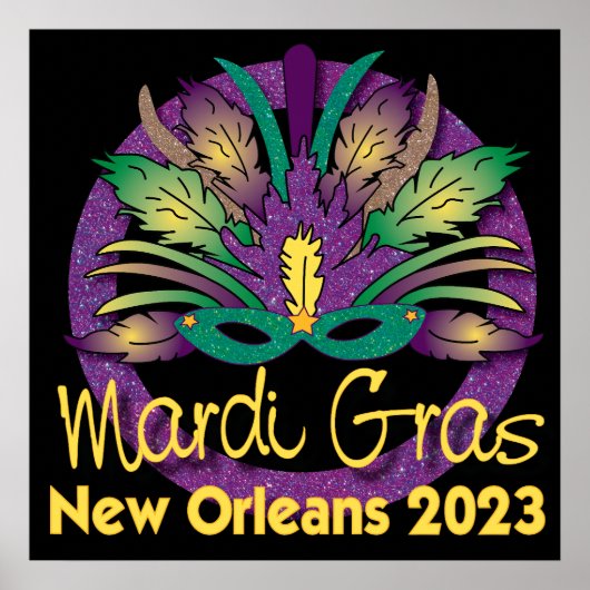 Mardi Grasマスクポスター – 2023 - New Orleans ポスター (正面)