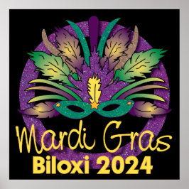Mardi Grasマスクポスター – 2024 - Biloxi, MS. ポスター