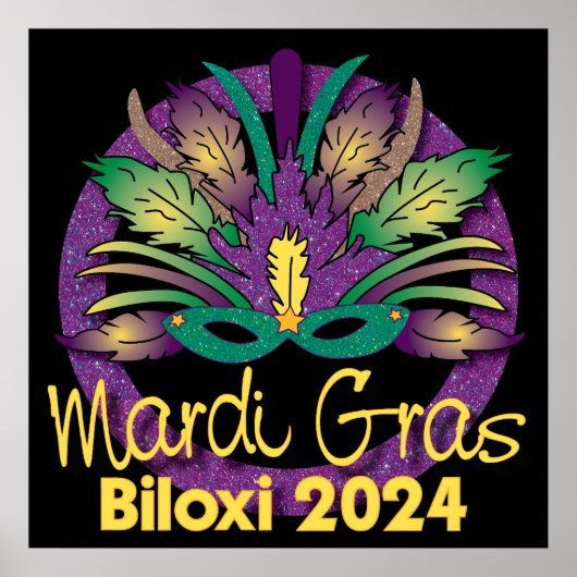 Mardi Grasマスクポスター – 2024 - Biloxi, MS. ポスター (正面)