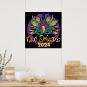 Mardi Grasマスクポスター – 2024 - New Orleans ポスター (キッチン)