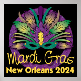 Mardi Grasマスクポスター – 2024 - New Orleans ポスター