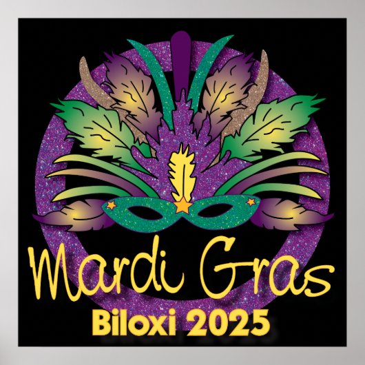 Mardi Grasマスクポスター – 2025 - Biloxi, MS. ポスター (正面)