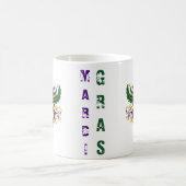 Mardi Grasマスクマグカップ、紫、緑、黄 コーヒーマグカップ (中央)