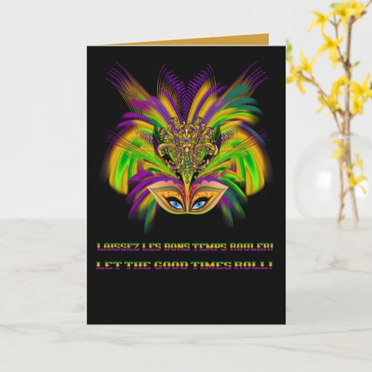 Mardi Grasマスク女王V 3 カード (黄色い花)