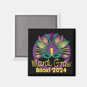 Mardi Grasマスク磁石 – 2024 - Biloxi, MS. マグネット (正面/裏面)