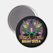 Mardi Grasマスク磁石 – 2024 - Biloxi, MS. マグネット (正面/裏面)