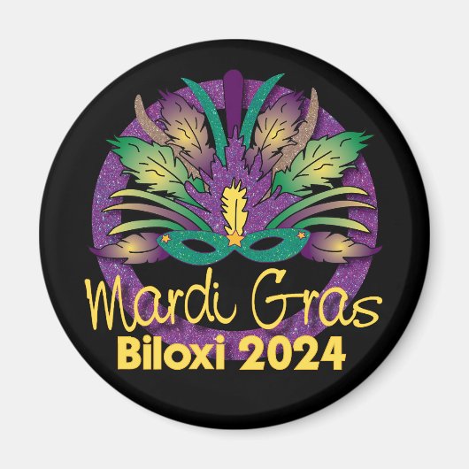Mardi Grasマスク磁石 – 2024 - Biloxi, MS. マグネット (正面)