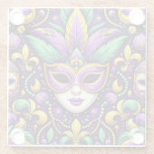 Mardi Grasマスク/ビーズ/（紋章の）フラ・ダ・リ ガラスコースター (裏面)