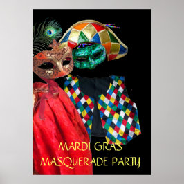 MARDI GRAS仮装カップル,ハーレクインの衣装 ポスター