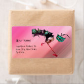 MARDI GRAS仮装ピンク明るい赤紫色ブルー黒絹 ラベル (インサイチュ)